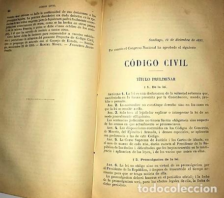 Libros antiguos: COLECCI&Oacute;N DE CODIGOS DE LA REPUBLICA DE CHILE ... 1891 - Foto 5