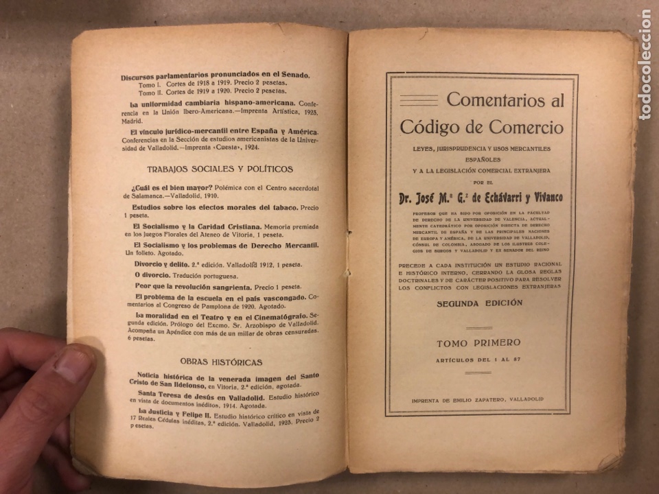 Libros antiguos: COMENTARIOS AL C&Oacute;DIGO DE COMERCIO. JOS&Eacute; M&ordf;. G. DE ECHAVARRI Y VIVANCO. 5 TOMOS. 1925 - Foto 4