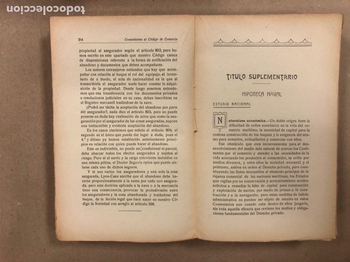 Libros antiguos: COMENTARIOS AL C&Oacute;DIGO DE COMERCIO. JOS&Eacute; M&ordf;. G. DE ECHAVARRI Y VIVANCO. 5 TOMOS. 1925 - Foto 27