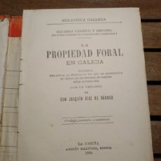 Libros antiguos: LA PROPIEDAD FORAL EN GALICIA EDUARDO VINCENTI Y REGUERA. BIBLIOTECA GALLEGA 1888. 2 EDICION