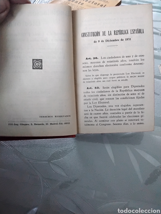Libros antiguos: Legislaci&oacute;n Electoral 1933 - Foto 3