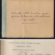Libros antiguos: 1943 CONCEPTO METODO FUENTE Y PROGRAMA DEL DERECHO INTERNACIONAL PRIVADO L GESTOSO Y TUDELA. Lote 317008863