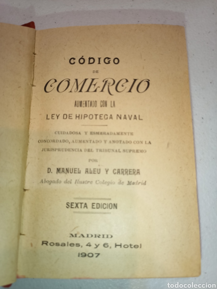 Libros antiguos: C&oacute;digo de Comercio. Ley de hipoteca naval. Manuel aleu y Carrera - Foto 4