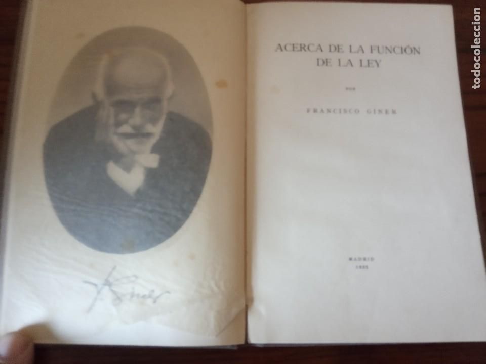 Libros antiguos: ACERCA DE LA FUNCI&Oacute;N DE LA LEY. - FRANCISCO GINER. 1932. - Foto 3