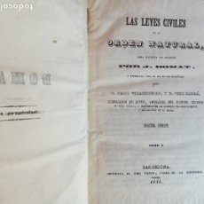 Libros antiguos: LAS LEYES CIVILES EN SU ORDEN NATURAL. J. DOMAT. TOMO I. 1844.