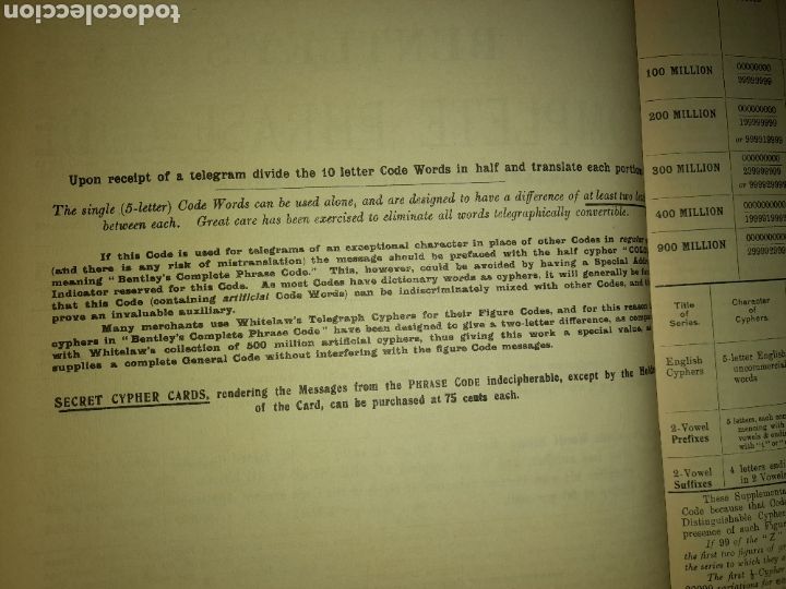 Libros antiguos: DOS LIBROS BENTLEYS COMPLETE PHRASE CODE WHITH APPENDIX 1000 MILLION COMBINATIONS UNICOS? - Foto 17