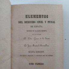 Libros antiguos: DERECHO CIVIL Y PENAL DE ESPAÑA. PEDRO GÓMEZ DE LA SERNA. TOMO PRIMERO 1861. Lote 323607488
