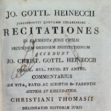 Libros antiguos: RECITATIONES IN ELEMENTA JURIS. JOHANN GOTTLIEB. JOSEPHUM GNOATO. TOMO I. 1826.. Lote 328886833