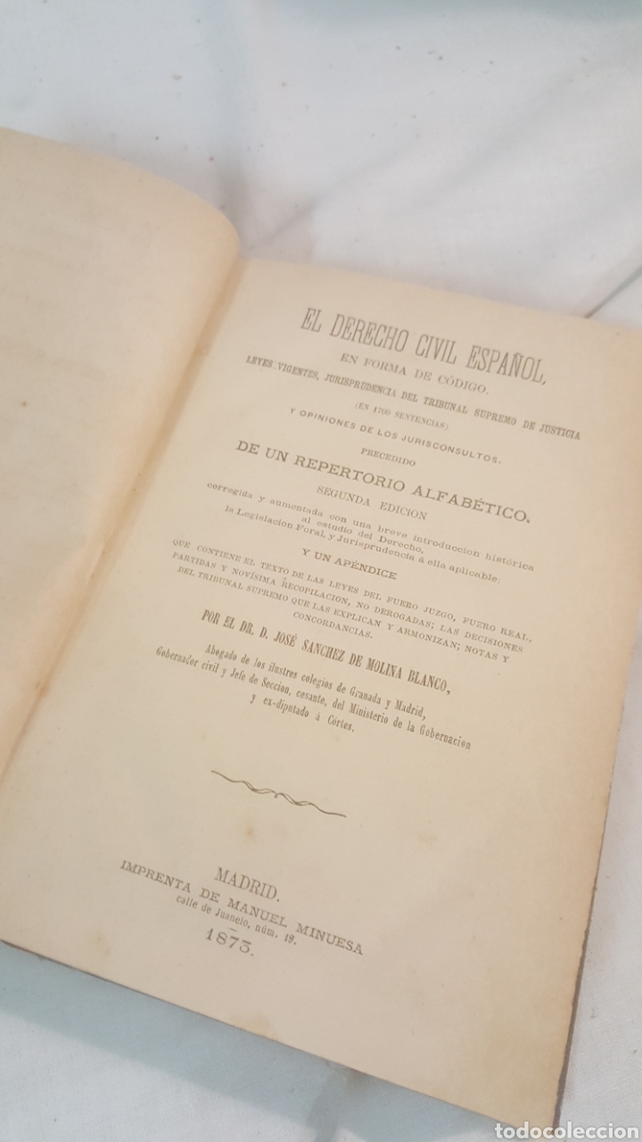 Livros antigos: LIBRO S.XIX, 1873 EL DERECHO CIVIL ESPA&Ntilde;OL EN FORMA DE C&Oacute;DIGO