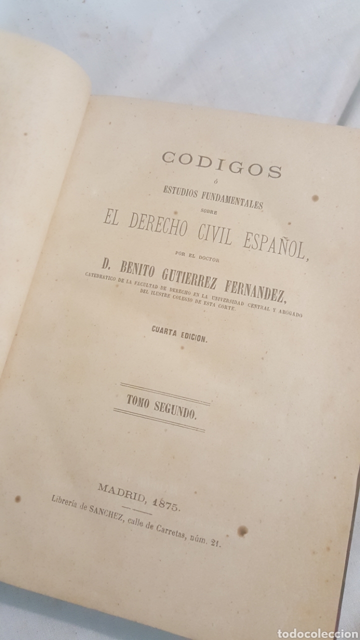 Livros antigos: LIBRO S.XIX, 1875 C&Oacute;DIGOS SOBRE EL DERECHO CIVIL ESPA&Ntilde;OL TOMO II