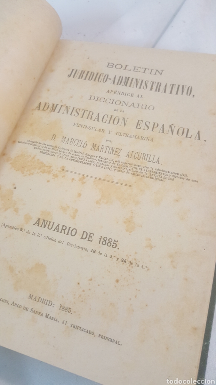 Livros antigos: LIBRO S. XIX, 1885 BOLET&Iacute;N JUR&Iacute;DICO - ADMINISTRATIVO ANUARIO DE 1885
