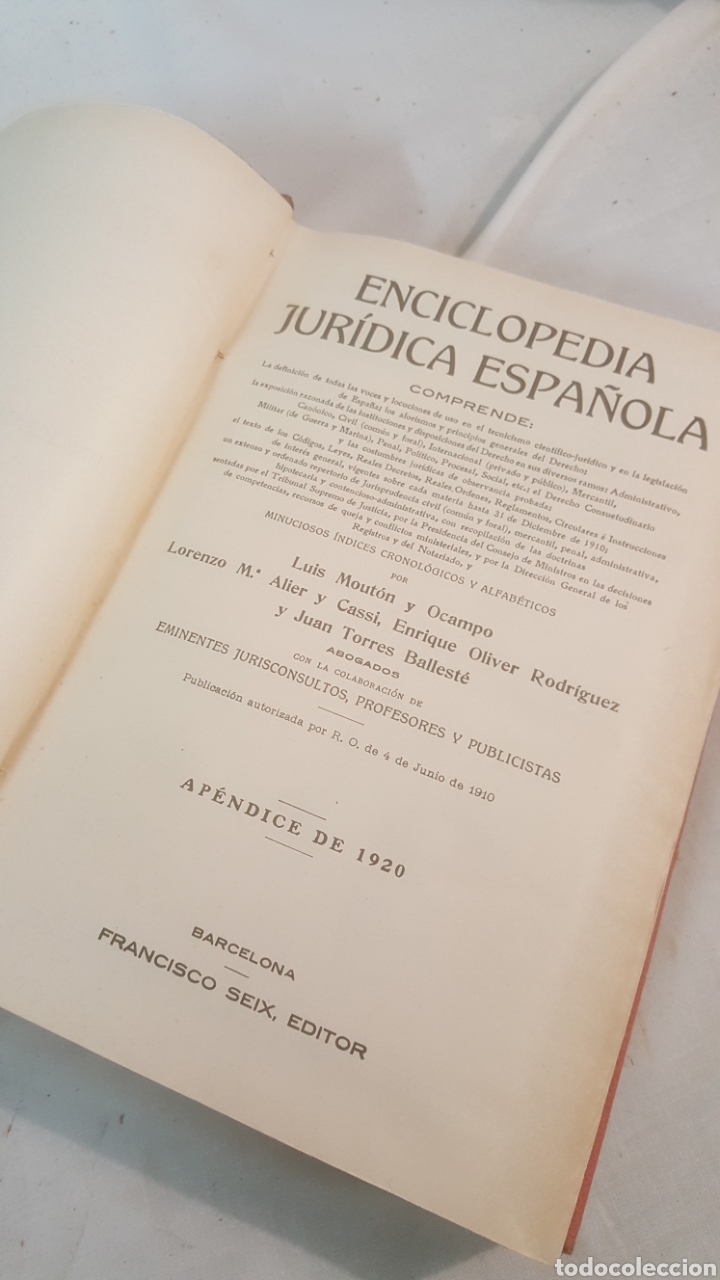 Livros antigos: S. XX ENCICLOPEDIA JUR&Iacute;DICO ESPA&Ntilde;OLA AP&Eacute;NDICE DE 1920
