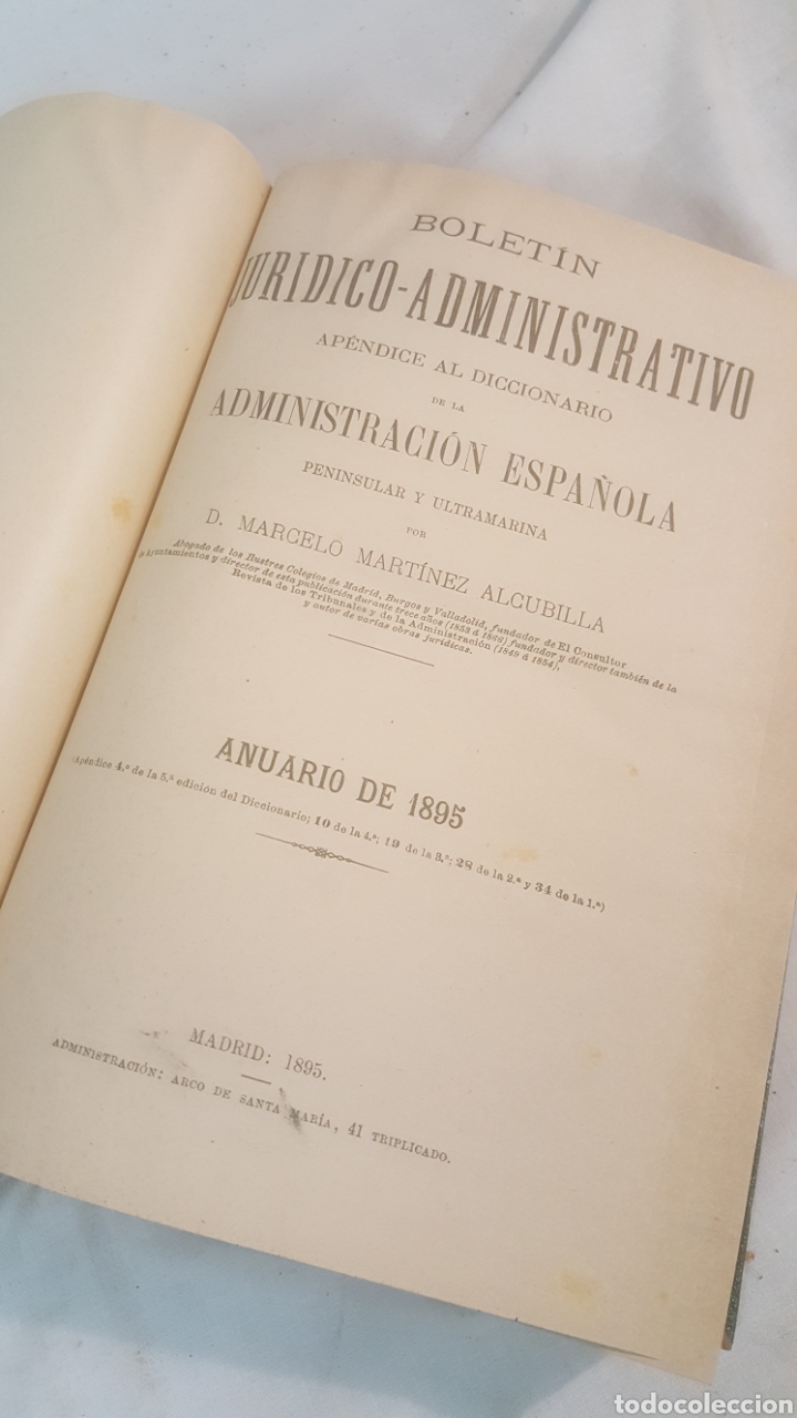 Livros antigos: LIBRO S.XIX, 1895 BOLET&Iacute;N JUR&Iacute;DICO-ADMINISTRATIVO ANUARIO DE 1895