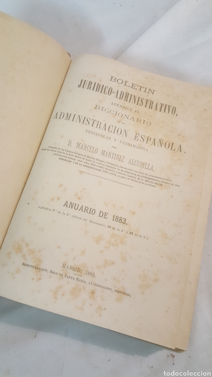 Livros antigos: LIBRO S. XIX, 1883 BOLET&Iacute;N JUR&Iacute;DICO -ADMINISTRATIVO ANUARIO DE 1883