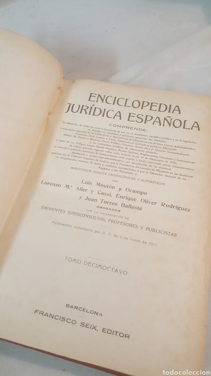 Livros antigos: S.XX ENCICLOPEDIA JUR&Iacute;DICA ESPA&Ntilde;OLA TOMO XVIII