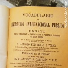 Libros antiguos: VOCABULARIO DEL DERECHO INTERNACIONAL PÚBLICO. MADRID 1893. Lote 349614284