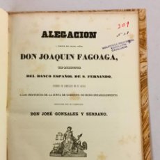 Libros antiguos: ALEGACION A NOMBRE DEL EXCMO. SEÑOR DON JOAQUIN FAGOAGA, EX-DIRECTOR DEL BANCO ESPAÑOL DE S. FERNAND