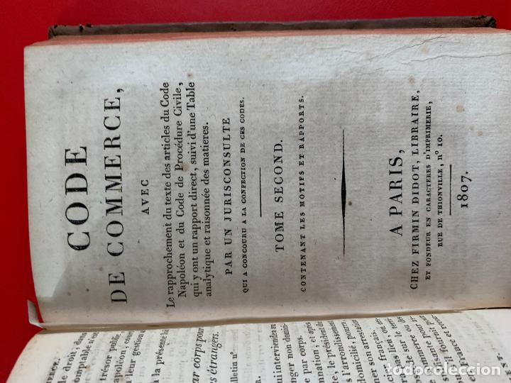 Libros antiguos: Code de Commerce: avec le rapprochement du texte des articles du Code Napole&oacute;n et du Code de Proc&eacute;du - Foto 2