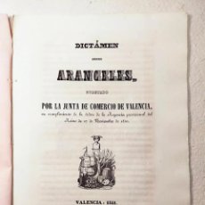 Livros antigos: VALENCIA, DICTAMEN SOBRE ARANCELES DE COMERCIO, 1841. Lote 359132325