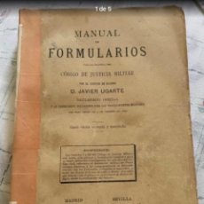 Libros antiguos: FORMULARIOS JAVIER UGARTE CÓDIGO JUSTICIA MILITAR. Lote 360262940