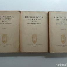 Livres anciens: RECOPILACIÓN DE LEYES DE LOS REYNOS DE LAS INDIAS. 3 TOMOS. CONSEJO DE LA HISPANIDAD 1943. FACSÍMIL. Lote 363537810