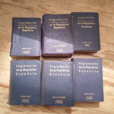 Libros antiguos: 6 TOMOS DE LEGISLACIÓN DE LA REPÚBLICA ESPAÑOLA. JACOME RUIZ, LIBRERÍA BERGUA. Lote 365704591
