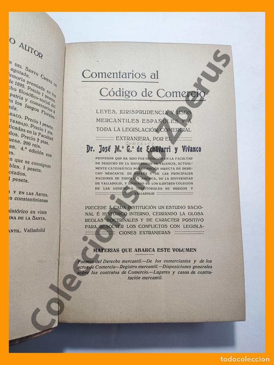 Libros antiguos: Comentarios al C&oacute;digo de Comercio. 5 Tomos - Jose Maria Gonzalez de Echavarri y Vivanco - Foto 2