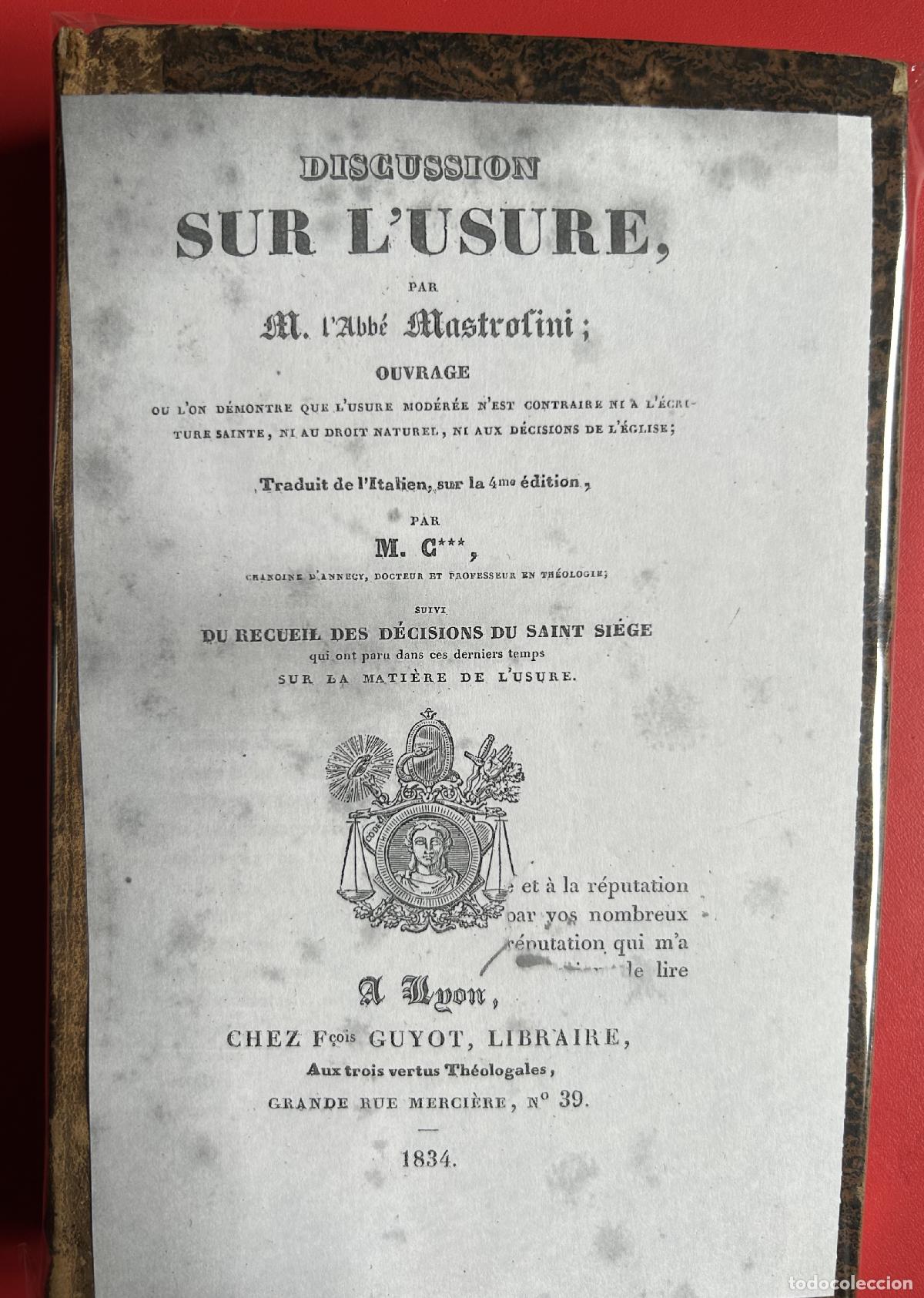 Libros antiguos: Discussion sur lusure - MASTROFINI MARCO - Foto 1