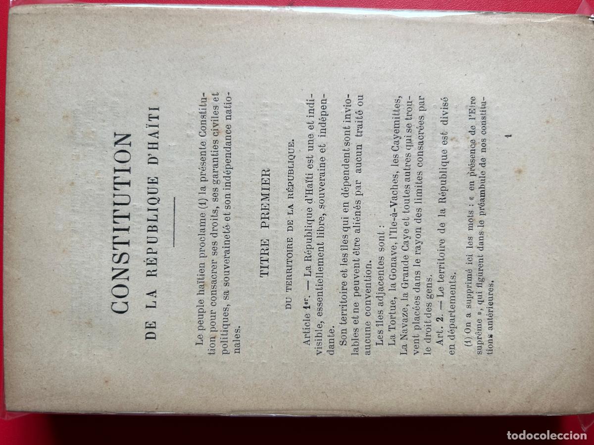 Libros antiguos: Constitution de la Replublique dHa&iuml;ti - Foto 1