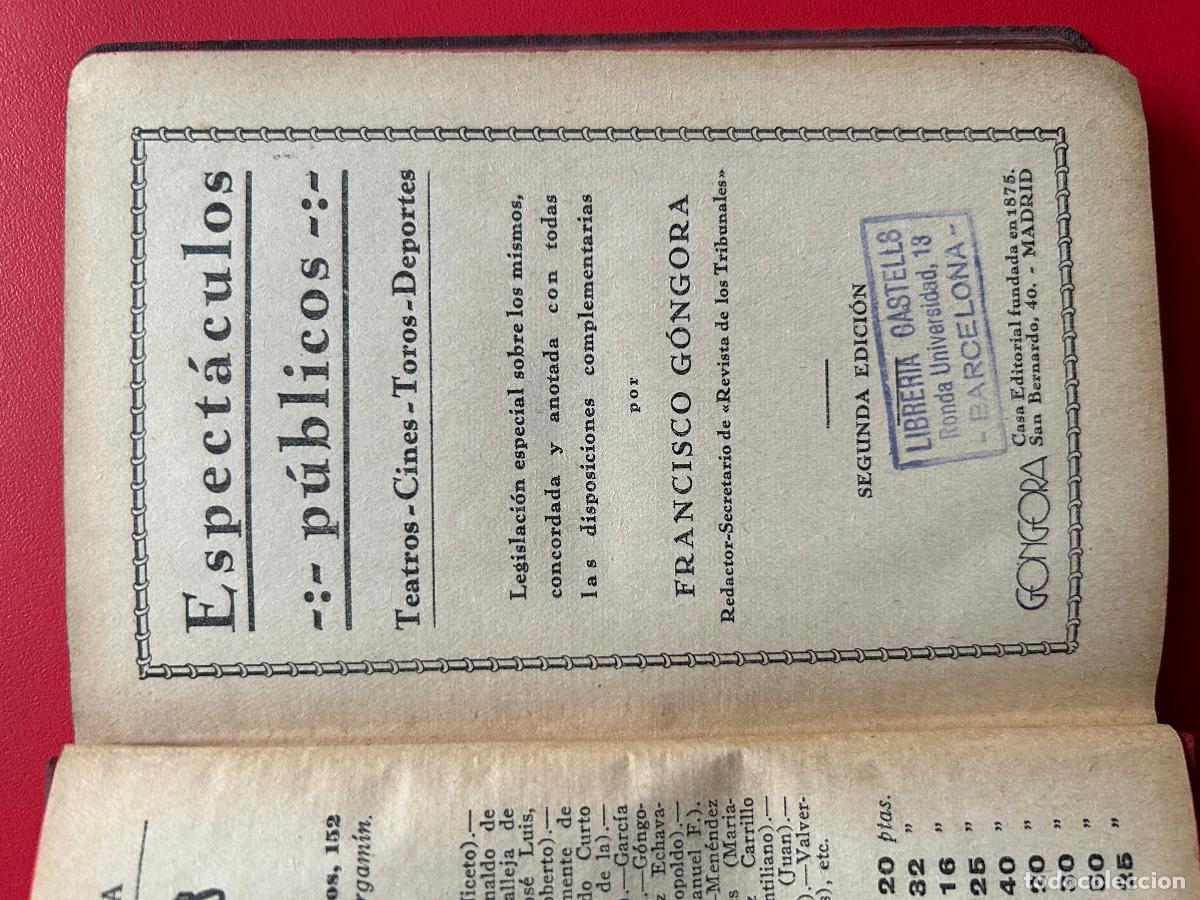 Old books: Espect&aacute;culos p&uacute;blicos: teatros, cines, toros, deportes. Legislaci&oacute;n especial.