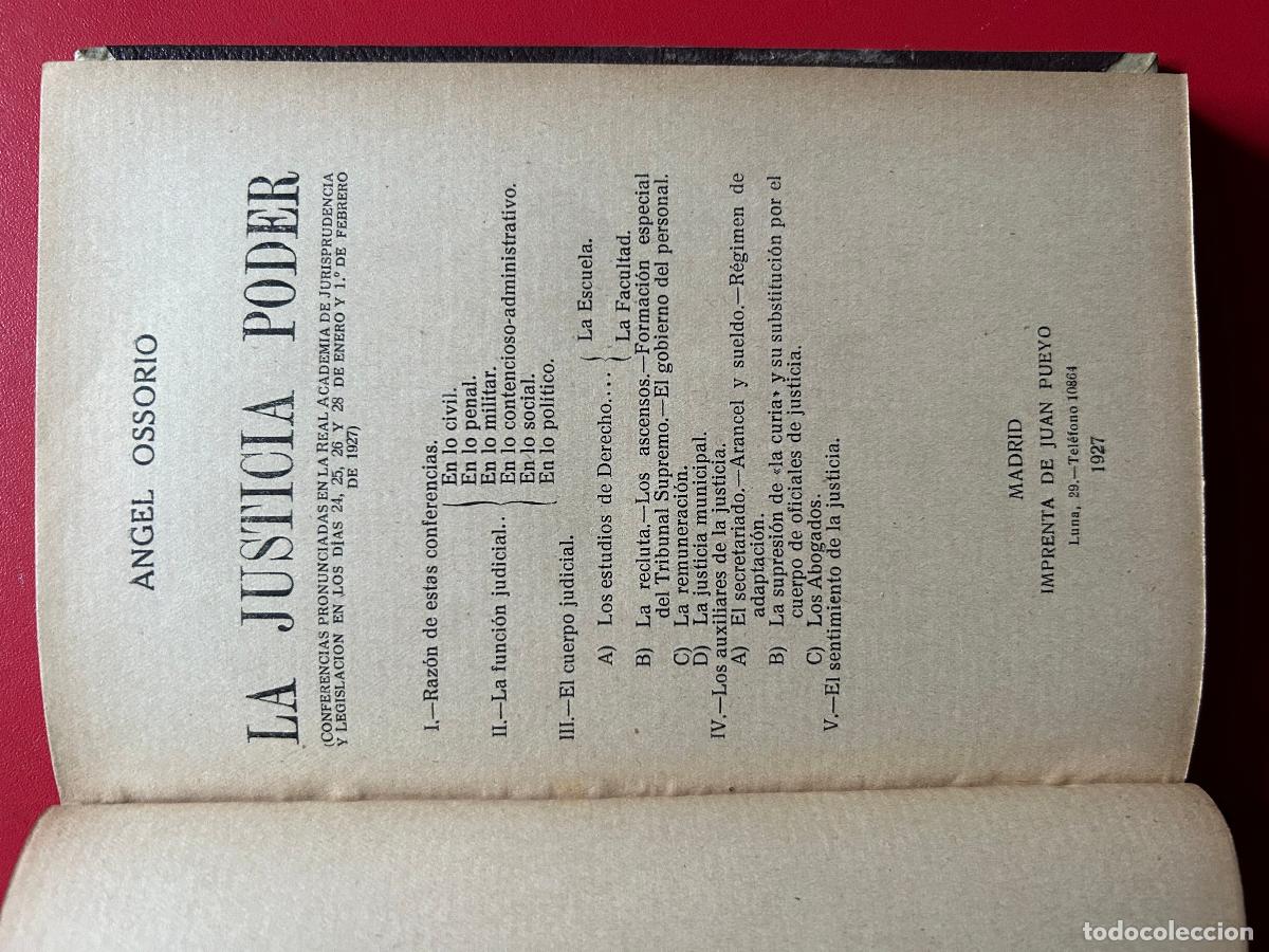 Libros antiguos: La Justicia poder. - OSSORIO &Aacute;NGEL - Foto 1
