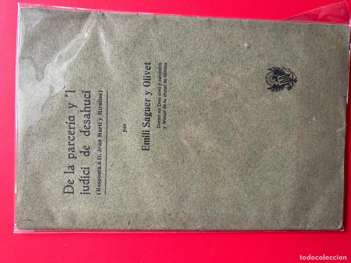 Old books: De la parceria y l'judici de desahuci: (Resposta &aacute; D. Joan Marti y Miralles) - SAGUER Y OLIVET EMILI