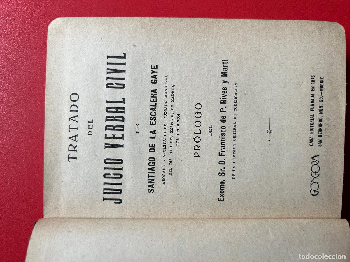 Livros antigos: Tratado del juicio verbal civil - ESCALERA Y GAY&Eacute; SANTIAGO DE LA