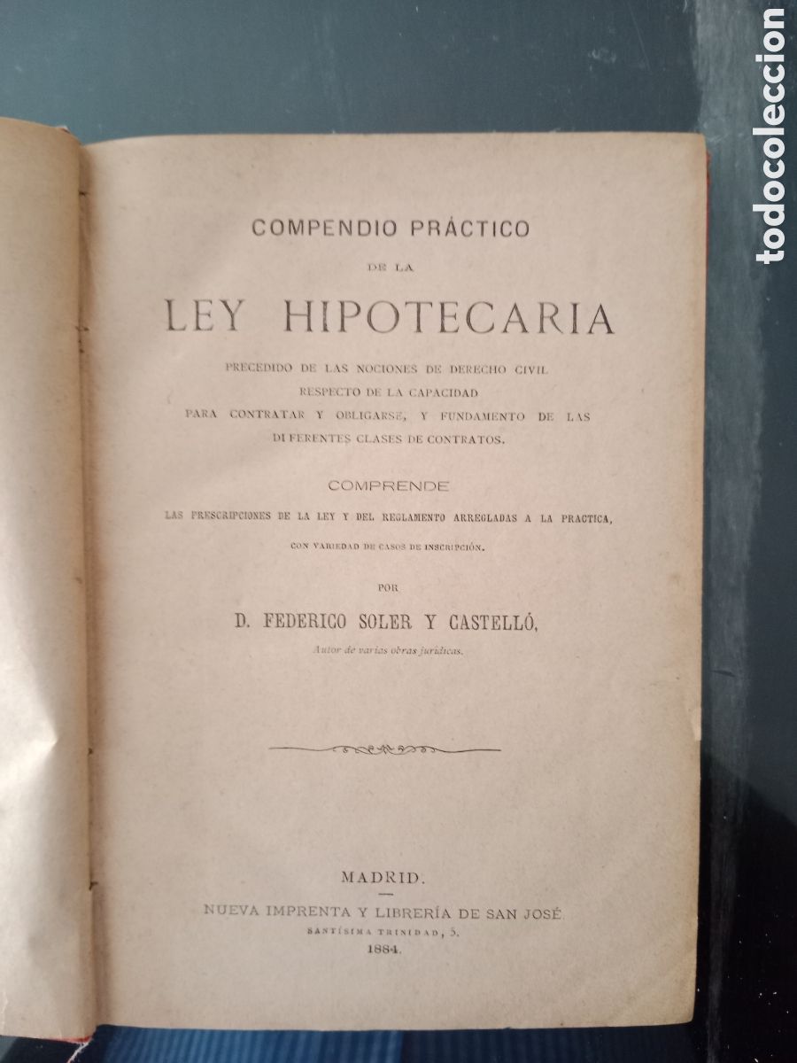 Libros antiguos: Compendio de la Ley Hipotecaria - Foto 4