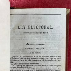 Libros antiguos: LIBRO LA LEY ELECTORAL. 20 OCTUBRE DE 1860.. Lote 400475704