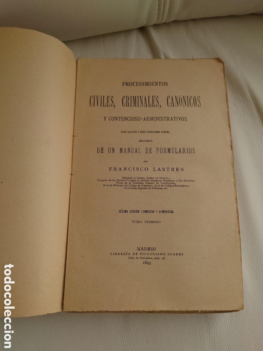 Libros antiguos: Procedimientos Civiles, Criminales, Can&oacute;nicos y Contencioso Administrativos