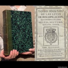 Libros antiguos: AÑO 1745 - LEYES DE RECOPILACION - NOBLEZA - HIDALGOS - DERECHO - CAZA Y PESCA. Lote 402907449