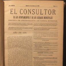 Libros antiguos: EL CONSULTOR DE LOS AYUNTAMIENTOS Y DE LOS JUZGADOS MUNICIPALES. 1891. ABELLA - JOAQUIN ABELLA