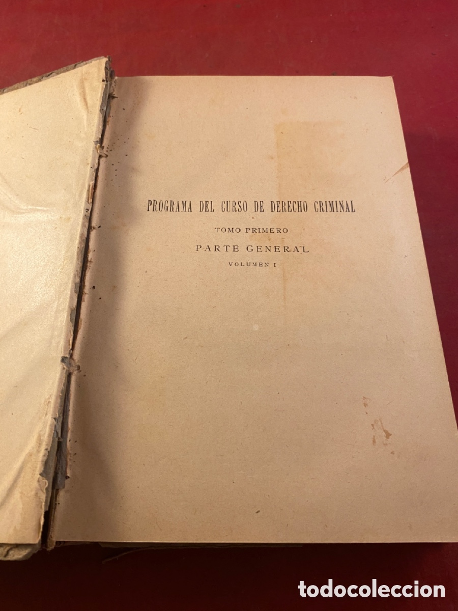 Libros antiguos: PROGRAMA DEL CURSO DE DERECHO CRIMINAL 1925 - Foto 1
