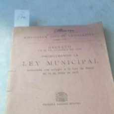 Libros antiguos: LEY MUNICIPAL 1935 Z 1700