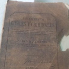 Libros antiguos: PROCEDIMIENTOS CIVILES Y CRIMINALES (LASTRES) 1872 ET 720