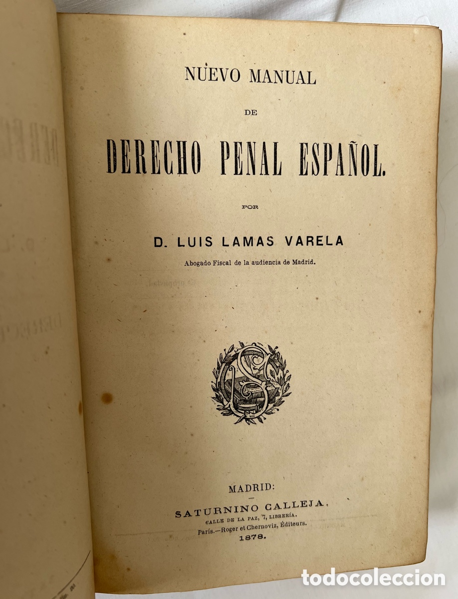 Libros antiguos: Libro de Derecho Penal 1878 - Foto 5