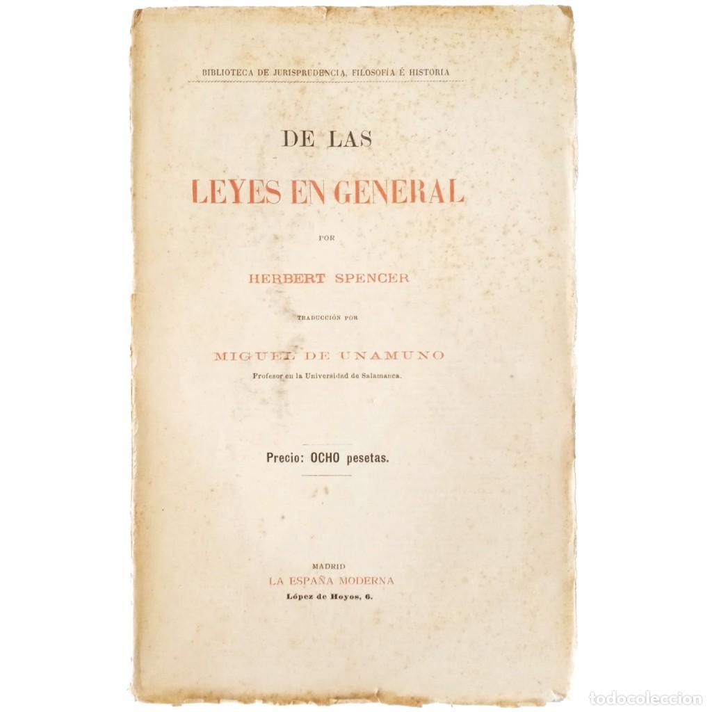 Libros antiguos: DE LAS LEYES EN GENERAL. Spencer, Herbert - Foto 1