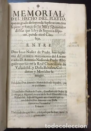 Libri antichi: Memorial del Hecho...Juan Nu&ntilde;ez de Prado, hijo de Antonio Nu&ntilde;ez de Prado y Baltasara Calderon