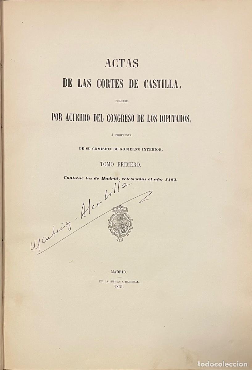 Libri antichi: Actas de las Cortes de Castilla publicadas por acuerdo del Congreso de los Diputados a propuesta de