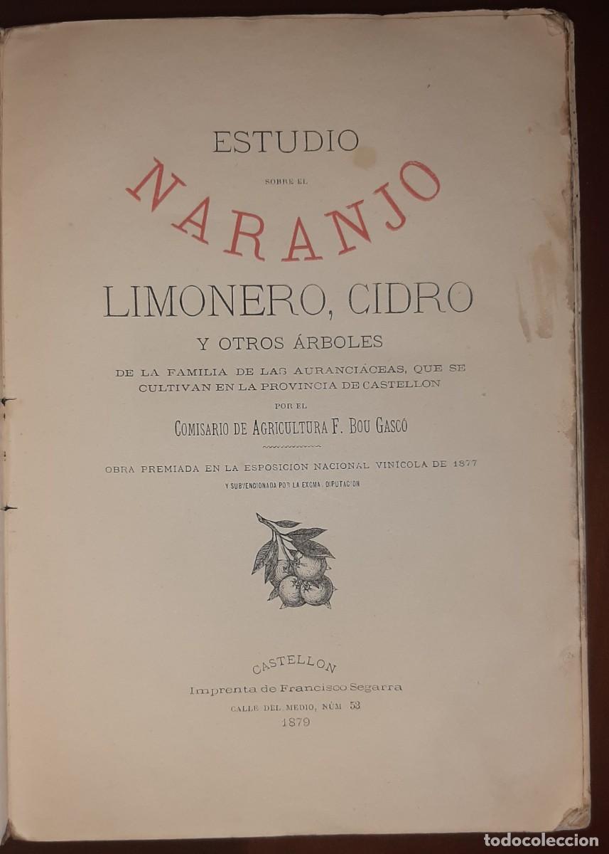 Libri antichi: Obra pionera. Estudio sobre el naranjo, limonero, cidro ... F. Bou Gasco. 1879. Exlibris anarquista