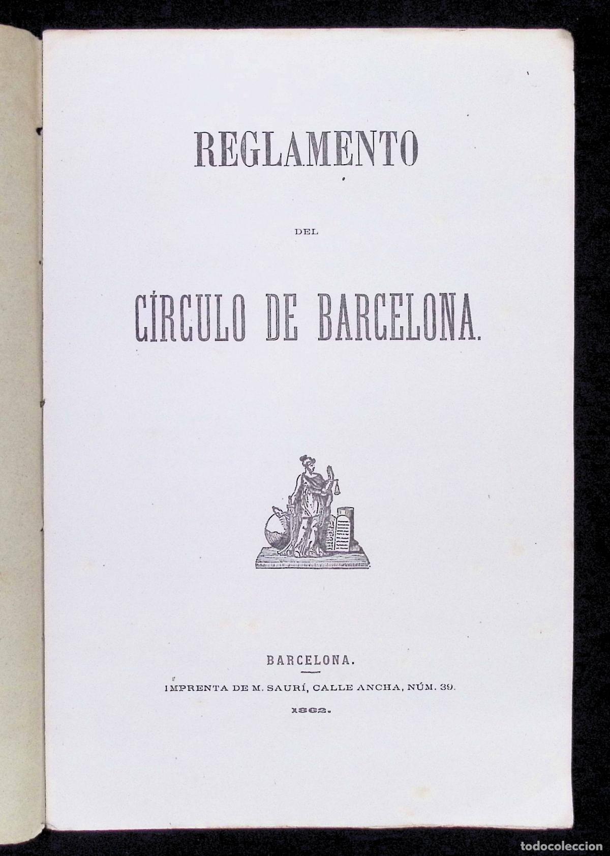 Libros antiguos: REGLAMENTO DEL CIRCULO DE BARCELONA. 1862. - Foto 2
