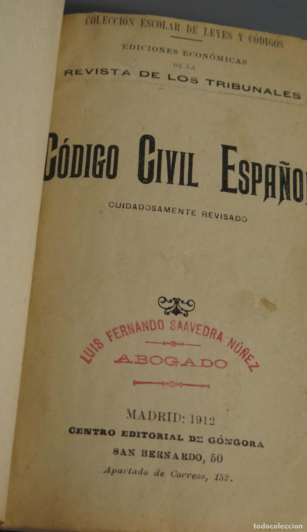 Libros antiguos: EL CODIGO CIVIL. 1912 - Foto 2