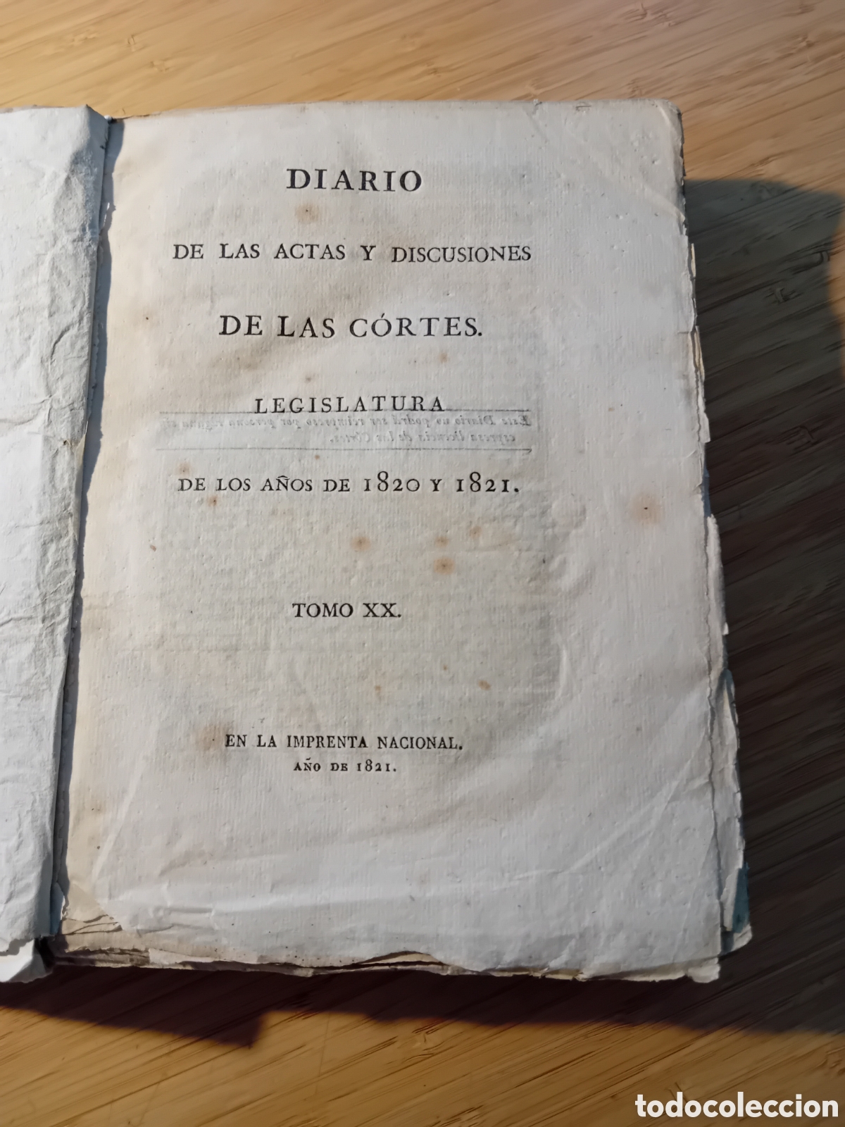 Libros antiguos: (Trienio liberal) Diario de las Actas y Discusiones de las Cortes. Legislaturas 1820 y 1821 Tomo XX