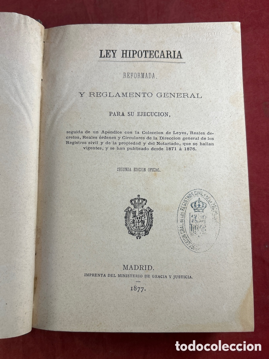 Libros antiguos: LEY HIPOTECARIA REFORMADA 1877 - Foto 1